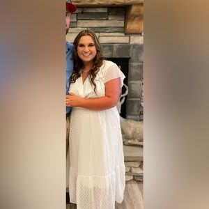 Long White Poka Dot Dress